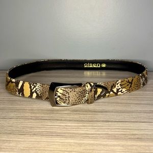 VINTAGE OLSEN EUROPE WOMENS SNAKESKIN SYNTHETIC PRINT SILVER BUCKLE